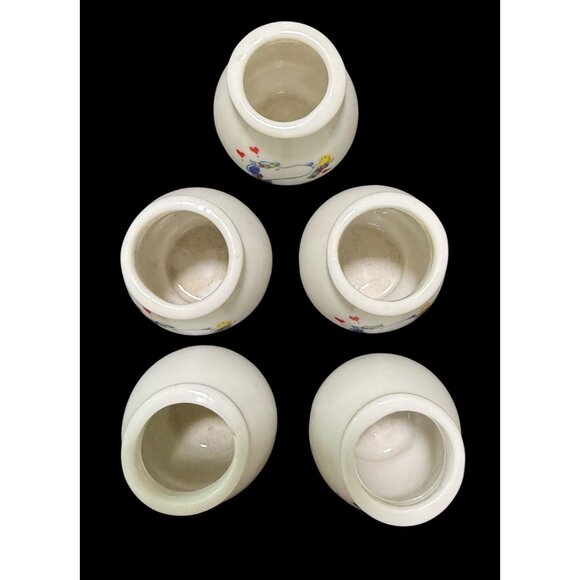 Vintage 5x Peanuts Hawaiian Snoopy & Woodstock w/ Leis Mini Bud 2" Vases - Japan - Picture 4 of 7